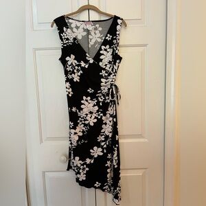Lipstick Boutique Black and White Floral Asymmetrical Dress EUC Size L